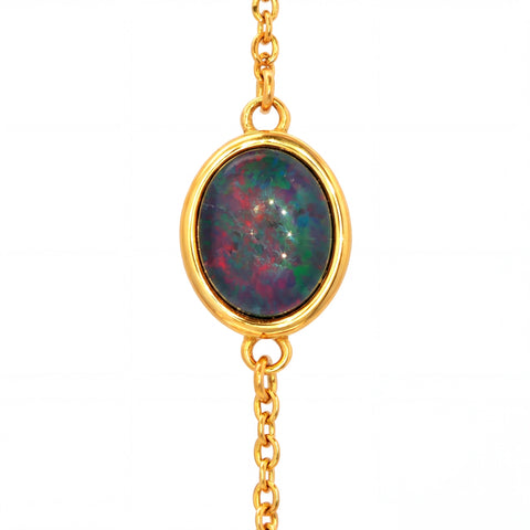Triplet Opal Bracelet in Gold Plated Stainless Steel - Multicolour - Australian Opal Cutters and Pearl Divers