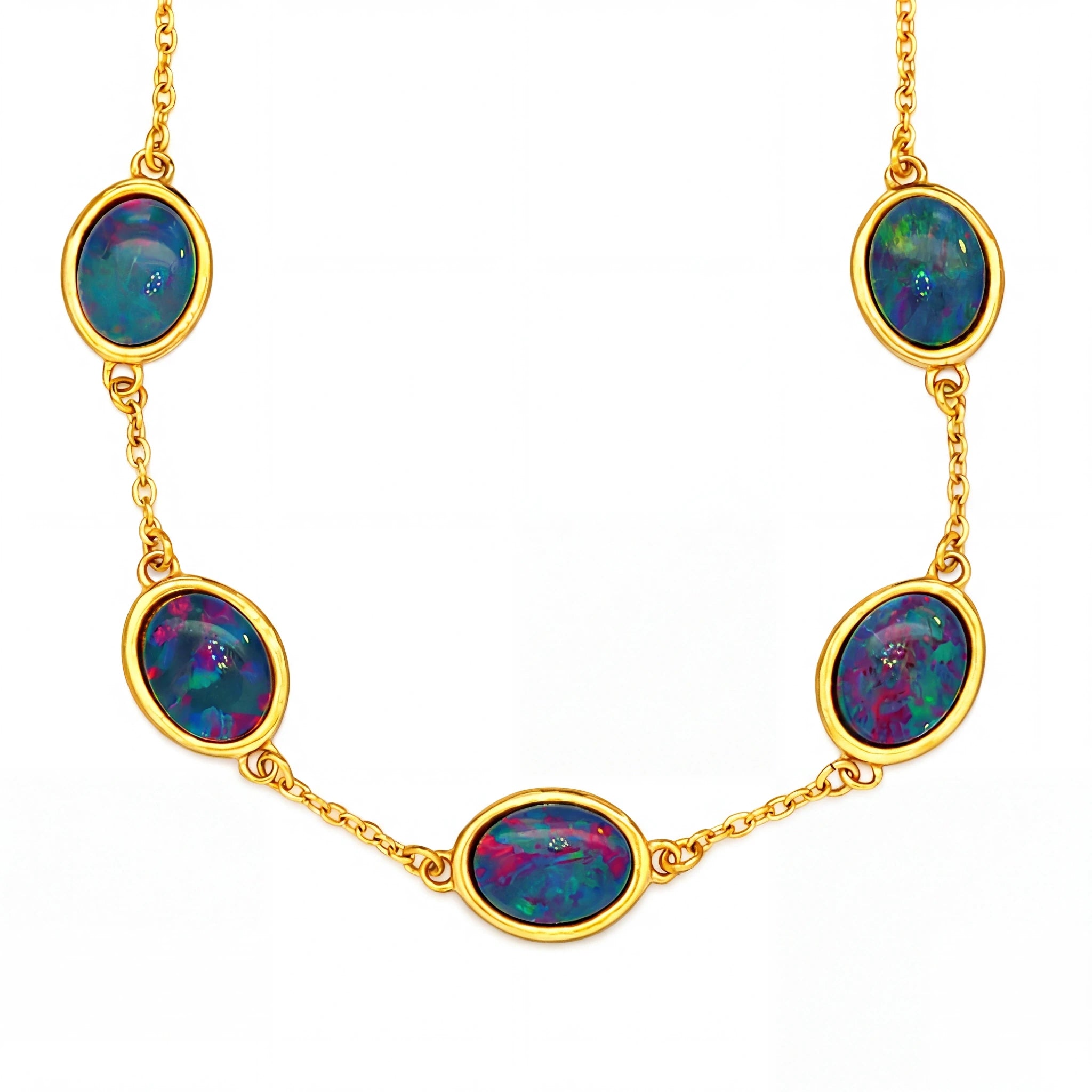 Triplet Opal Bracelet in Gold Plated Stainless Steel - Multicolour - Australian Opal Cutters and Pearl Divers