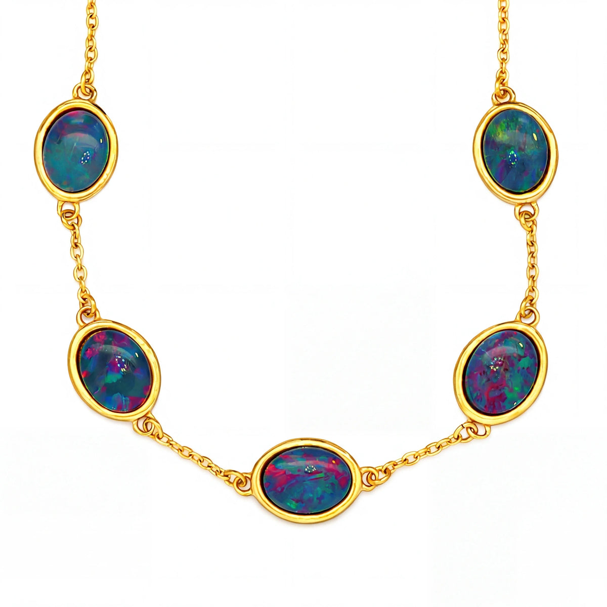 Triplet Opal Bracelet in Gold Plated Stainless Steel - Multicolour - Australian Opal Cutters and Pearl Divers