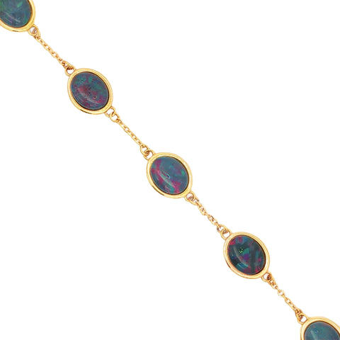 Triplet Opal Bracelet in Gold Plated Stainless Steel - Multicolour