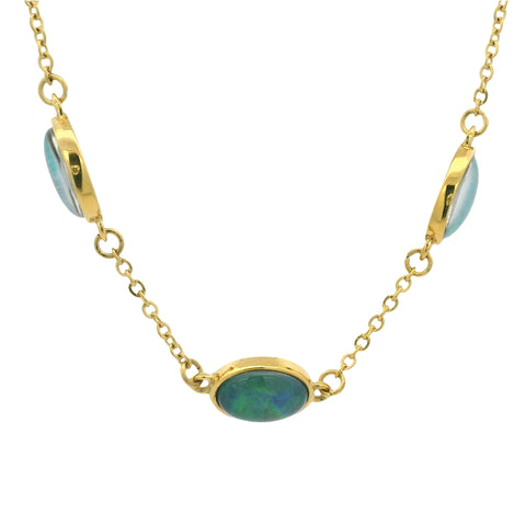 Triplet Opal Bracelet in Gold Plated Stainless Steel