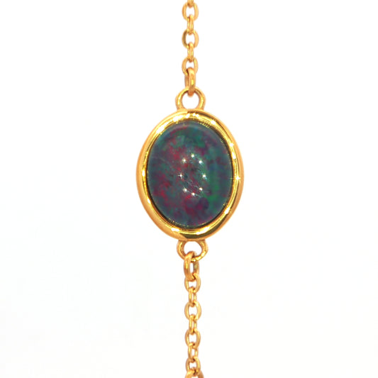 Triplet Opal Bracelet in Gold Plated Stainless Steel - Multicolour