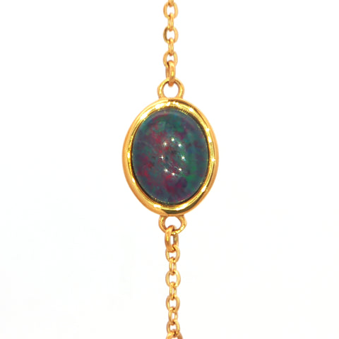 Triplet Opal Bracelet in Gold Plated Stainless Steel - Multicolour