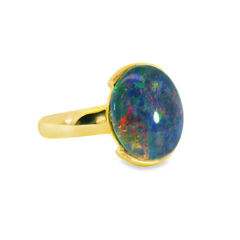 Triplet Opal Ring in Gold Plated Stainless Steel - Multicolour