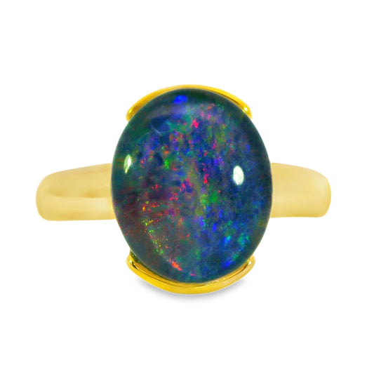Triplet Opal Ring in Gold Plated Stainless Steel - Multicolour
