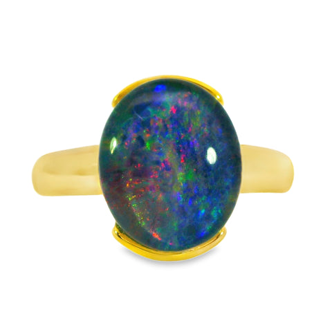 Triplet Opal Ring in Gold Plated Stainless Steel - Multicolour