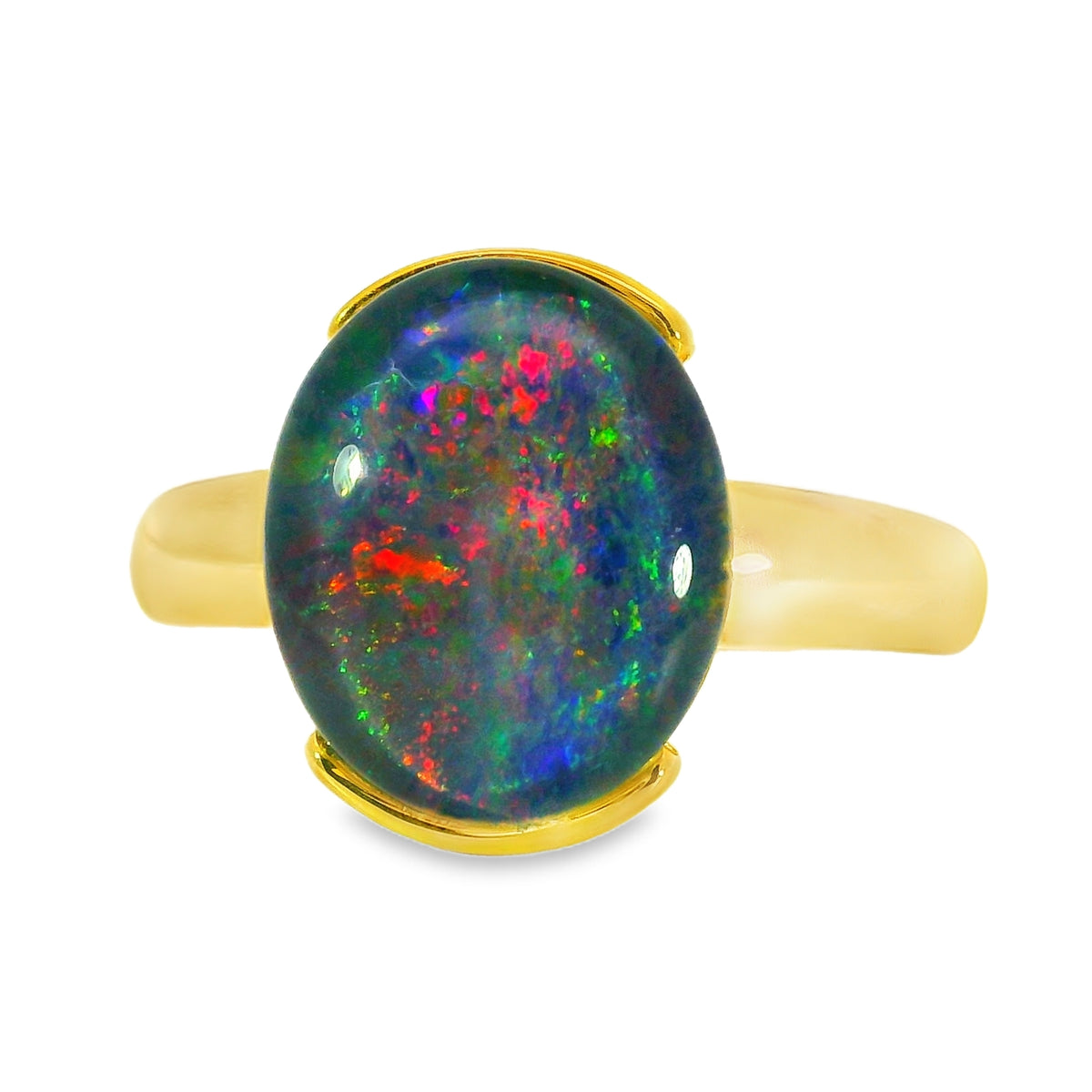 Triplet Opal Ring in Gold Plated Stainless Steel - Multicolour