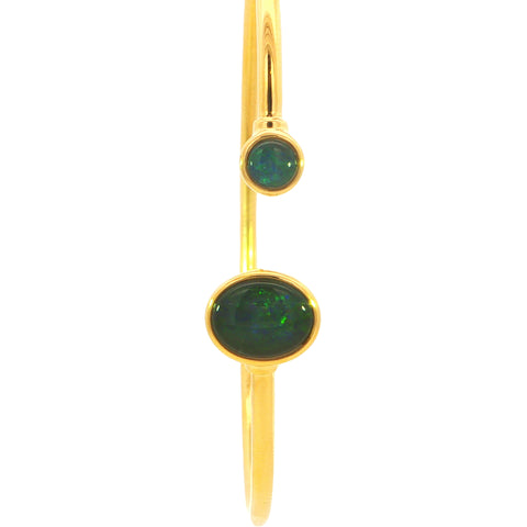 Triplet Opal Bangle set in Gold Plated 925 Sterling Silver - Green-Blue