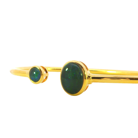 Triplet Opal Bangle set in Gold Plated 925 Sterling Silver - Green-Blue