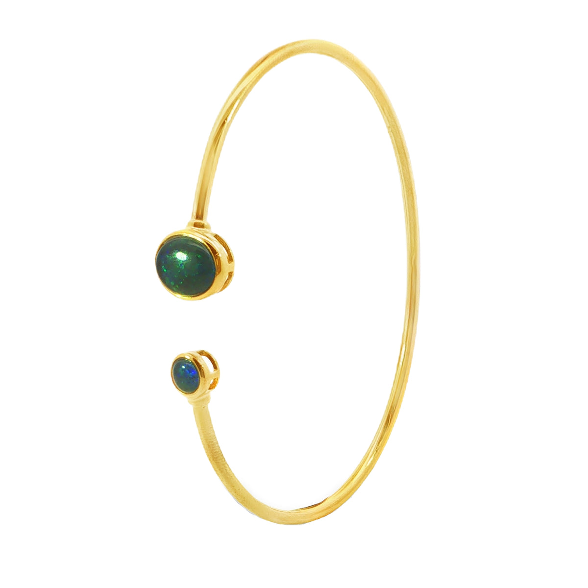 Triplet Opal Bangle set in Gold Plated 925 Sterling Silver - Green-Blue