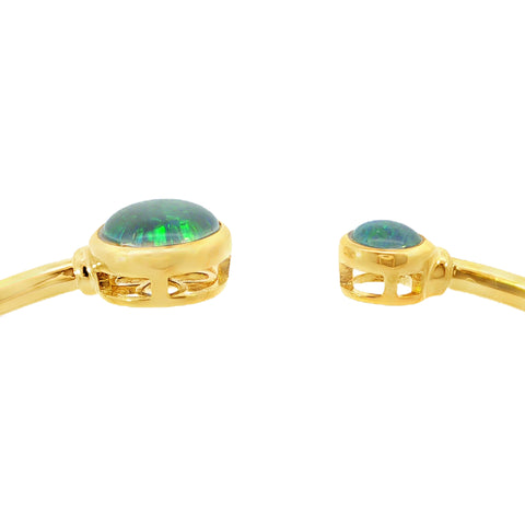Triplet Opal Bangle set in Gold Plated 925 Sterling Silver - Green-Blue