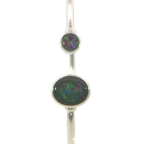 Triplet Opal Bangle set in 925 Sterling Silver - Multicolour