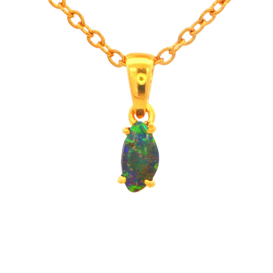 Dainty Boulder Opal Pendant set in Gold Plated 925 Silver