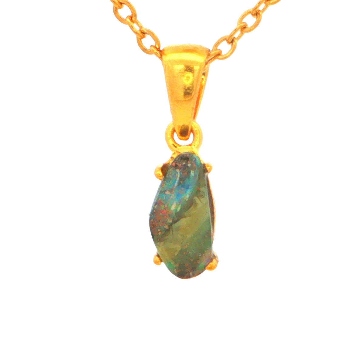 Australian Boulder Opal Pendant set in Gold Plated Sterling Silver