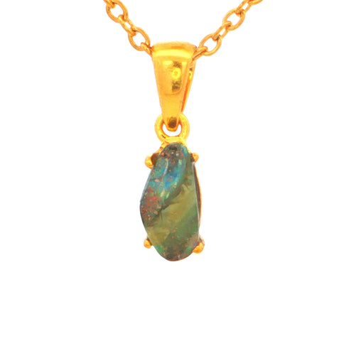 Australian Boulder Opal Pendant set in Gold Plated Sterling Silver