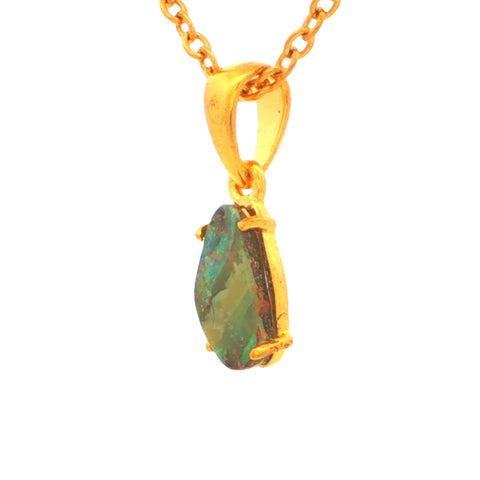 Australian Boulder Opal Pendant set in Gold Plated Sterling Silver
