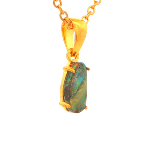 Australian Boulder Opal Pendant set in Gold Plated Sterling Silver