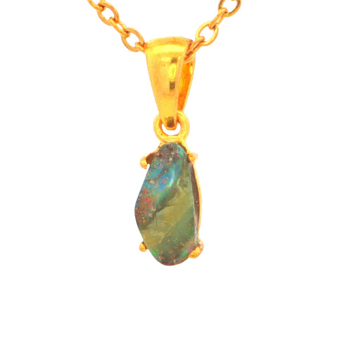 Australian Boulder Opal Pendant set in Gold Plated Sterling Silver