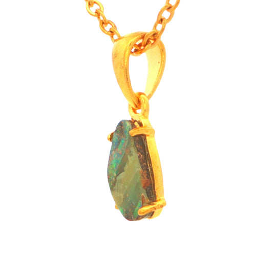 Australian Boulder Opal Pendant set in Gold Plated Sterling Silver