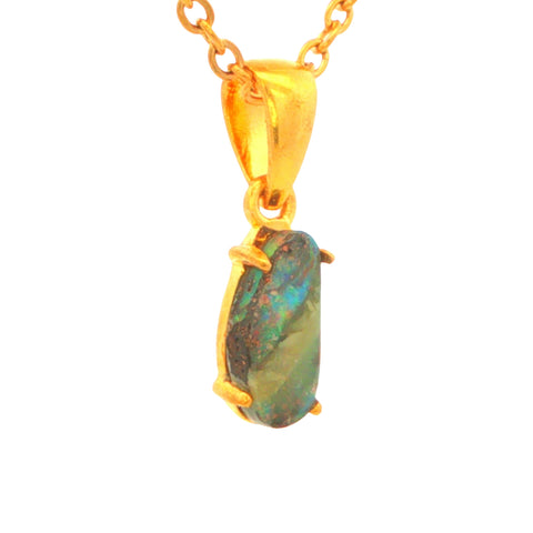 Australian Boulder Opal Pendant set in Gold Plated Sterling Silver