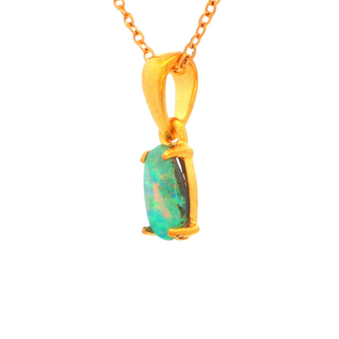 Boulder Opal Pendant set in Gold Plated Sterling Silver