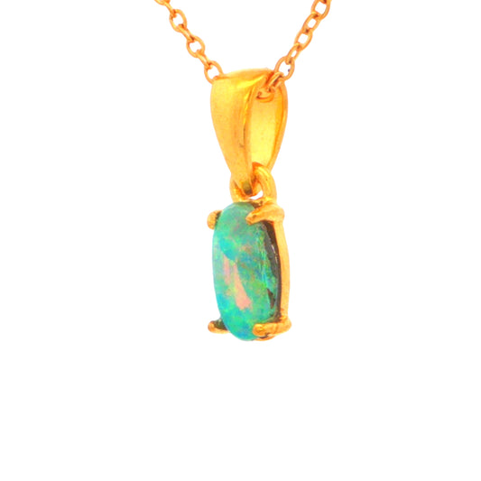 Boulder Opal Pendant set in Gold Plated Sterling Silver