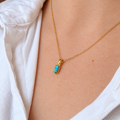 Boulder Opal Pendant set in Gold Plated Sterling Silver
