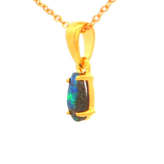 Boulder Opal Pendant set in Gold Plated Sterling Silver