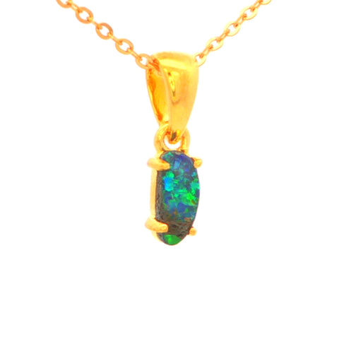 Boulder Opal Pendant set in Gold Plated Sterling Silver