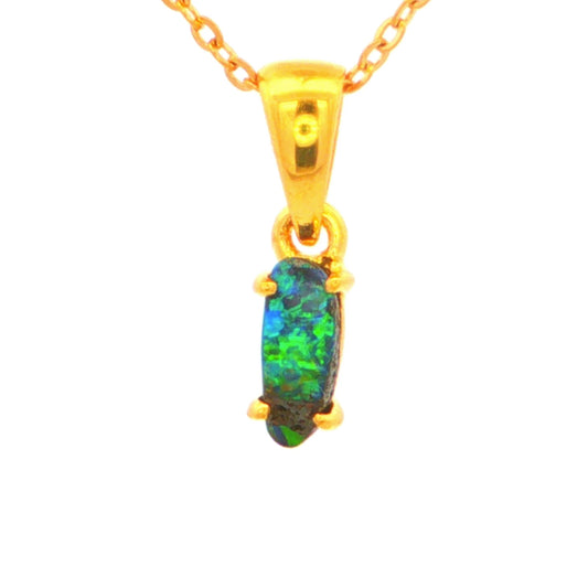 Boulder Opal Pendant set in Gold Plated Sterling Silver