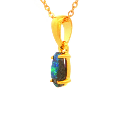 Boulder Opal Pendant set in Gold Plated Sterling Silver