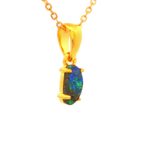 Boulder Opal Pendant set in Gold Plated Sterling Silver