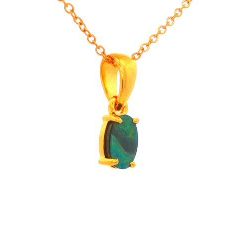 Boulder Opal Pendant set in Gold Plated Sterling Silver