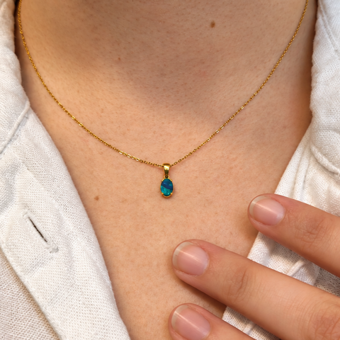 Boulder Opal Pendant set in Gold Plated Sterling Silver