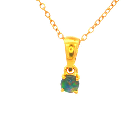 Dainty Boulder Opal Pendant set in Gold Plated Sterling Silver