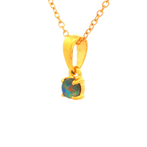 Dainty Boulder Opal Pendant set in Gold Plated Sterling Silver