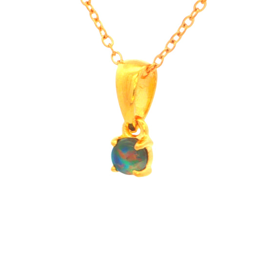 Dainty Boulder Opal Pendant set in Gold Plated Sterling Silver