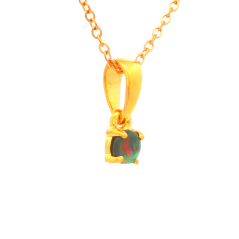 Dainty Boulder Opal Pendant set in Gold Plated Sterling Silver