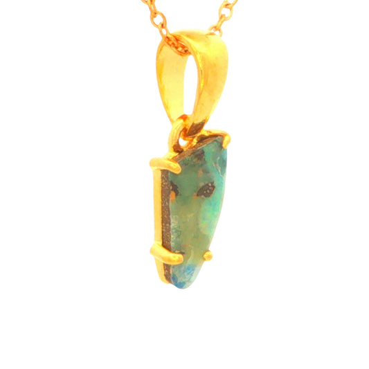 Australian Boulder Opal Pendant set in Gold Plated Sterling Silver
