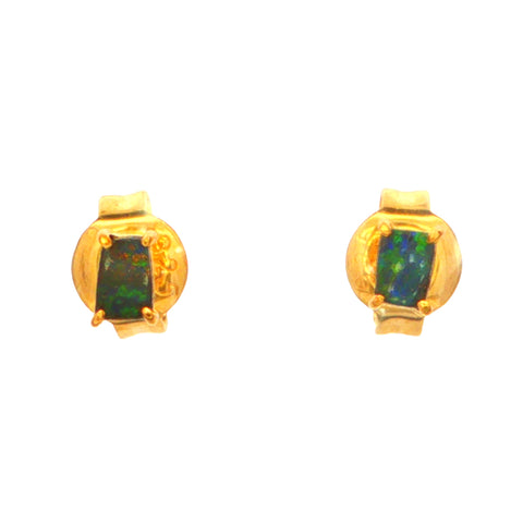 Boulder Opal Earrings set in Gold Plated Sterling Silver