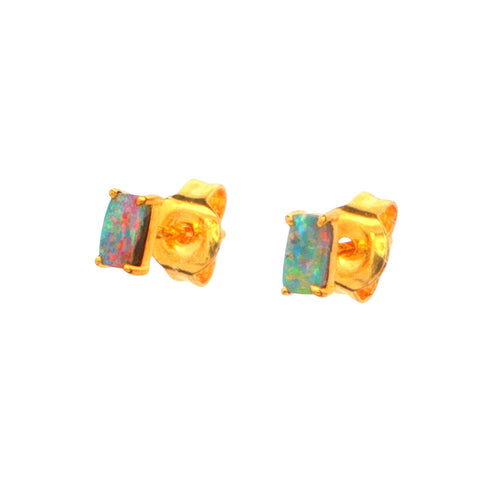 Boulder Opal Earrings set in Gold Plated Sterling Silver