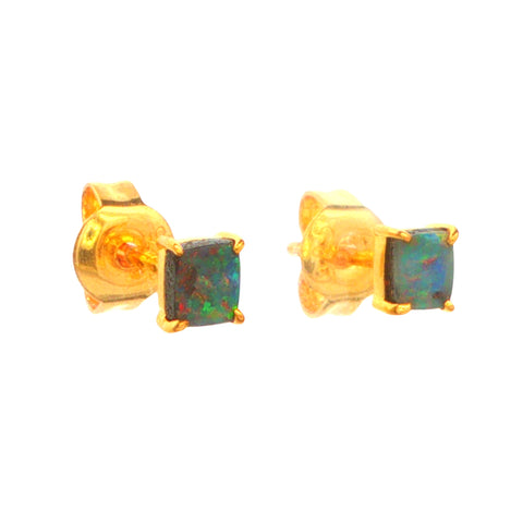 Boulder Opal Earrings set in Gold Plated Sterling Silver