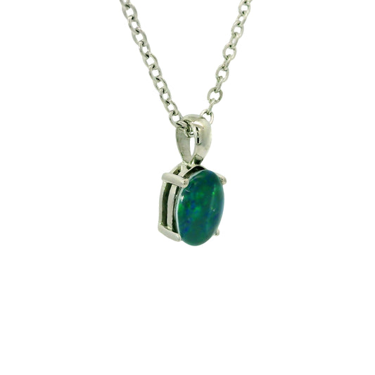 Triplet Opal Pendant in Stainless Steel - Green and Blue