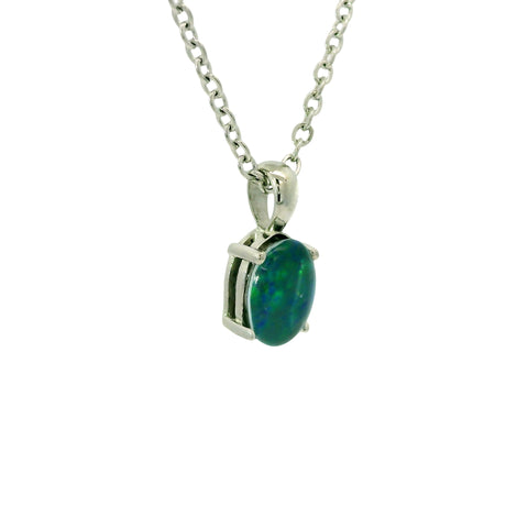 Triplet Opal Pendant in Stainless Steel - Green and Blue