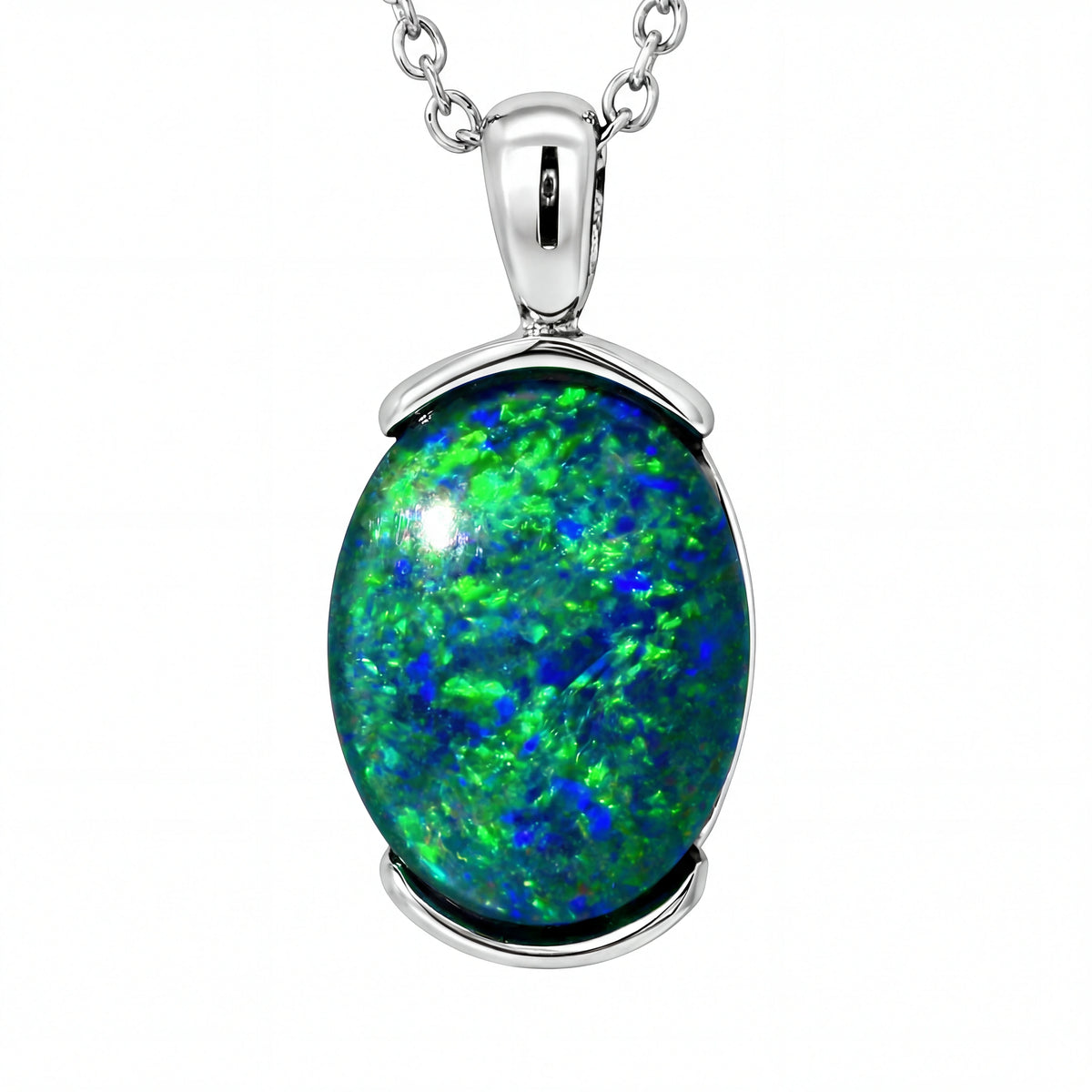 Triplet Opal Pendant in Stainless Steel