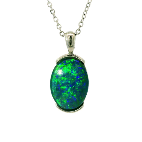 Triplet Opal Pendant in Stainless Steel