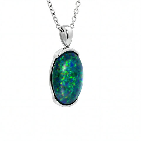 Triplet Opal Pendant in Stainless Steel