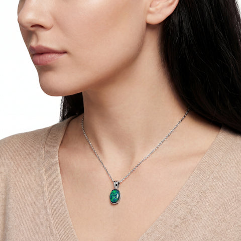 Triplet Opal Pendant in Stainless Steel