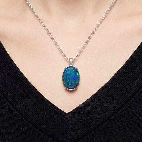 Triplet Opal Pendant in Stainless Steel