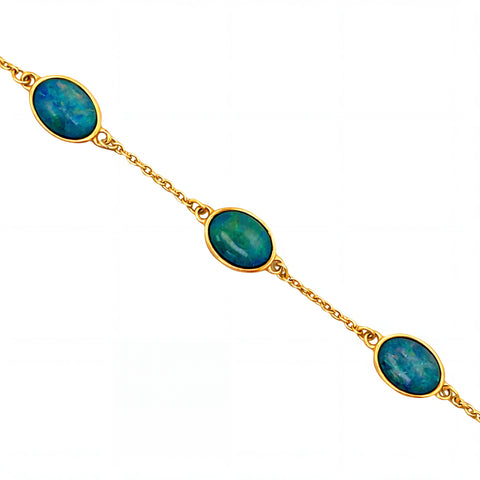 Triplet Opal Bracelet in Gold Plated Stainless Steel